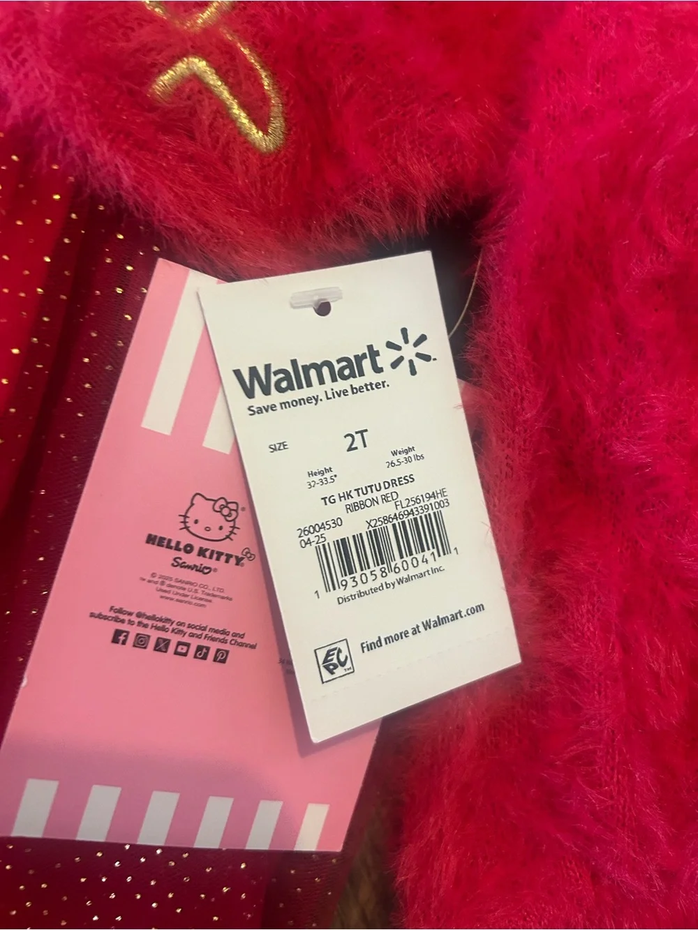 Hello Kitty Red Fuzzy Knit and Sparkle Tulle Dress